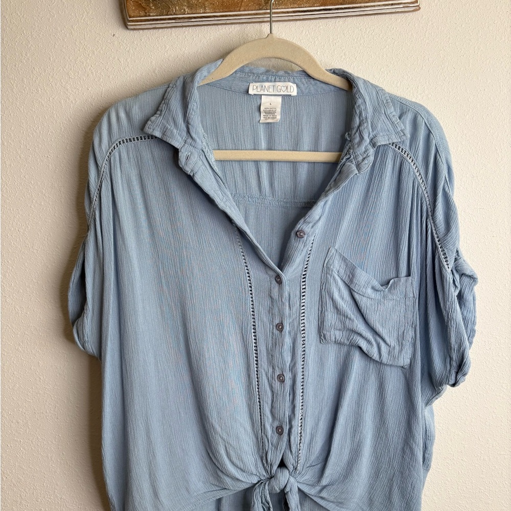 Planet Gold Light Blue Button Down Shirt